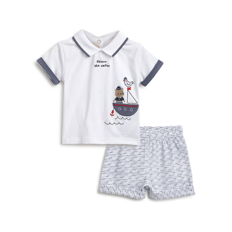 Boys White Polo with Short Pants image number 0